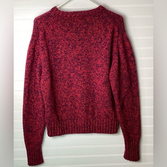 Woolrich Red& Blue Speckled Wool Blend Sweater Size Medium Soft - Picture 6 of 9